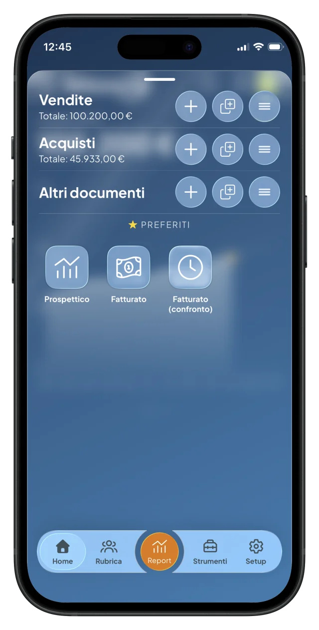Preferiti nella home dell’app Fattura24
