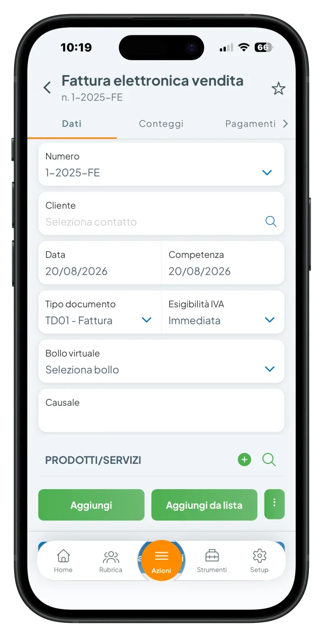 Creazione di una fattura elettronica nell’app Fattura24