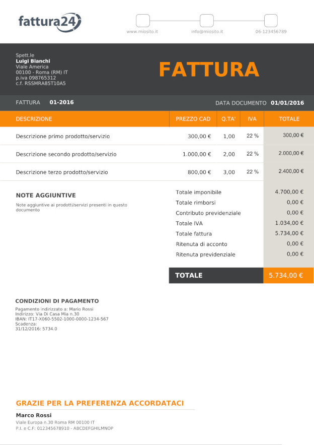Dashboard di Fattura24